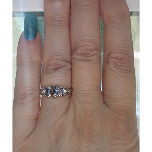925 STERLING SILVER Simulated Mystic Rainbow Topaz CZ Ring - Picture 3 of 16